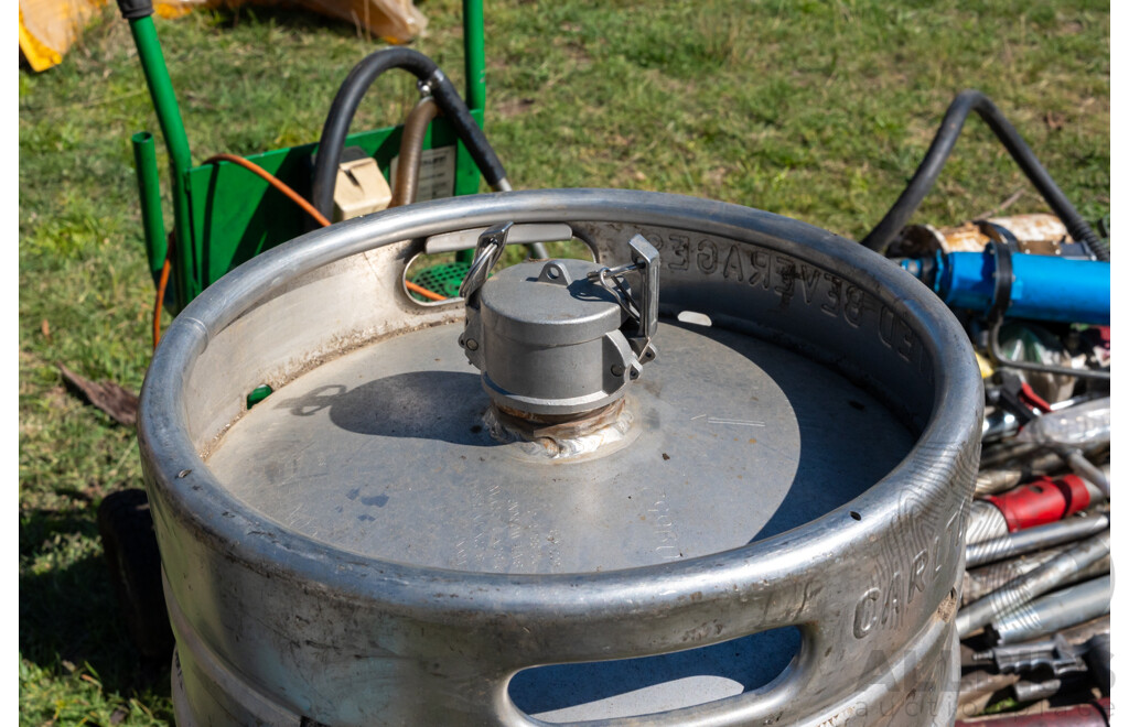 Quantity of 3 Empty 49.5L Beer Kegs & Stands
