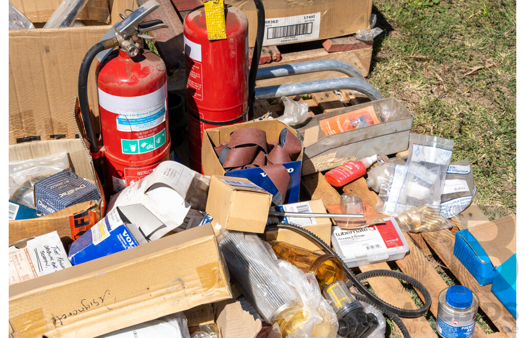 Pallet Containing Fire Extinguishers, Belts & Fittings ETC