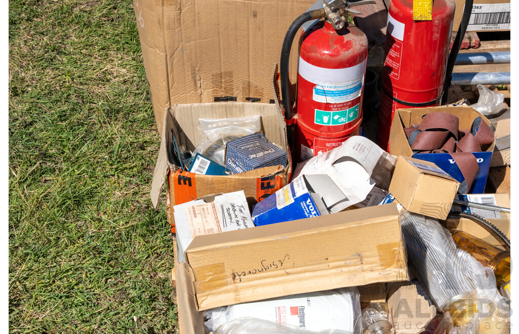 Pallet Containing Fire Extinguishers, Belts & Fittings ETC
