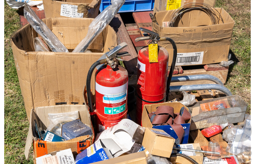 Pallet Containing Fire Extinguishers, Belts & Fittings ETC