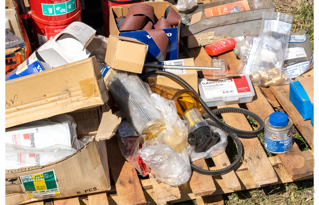 Pallet Containing Fire Extinguishers, Belts & Fittings ETC