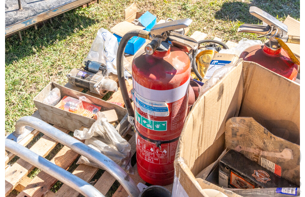 Pallet Containing Fire Extinguishers, Belts & Fittings ETC