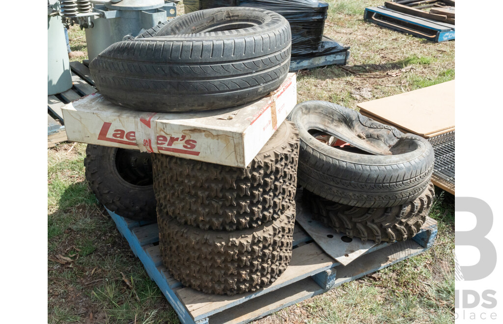 Pallet Containing Various Size Tyre's & Exhaust Fittings ETC