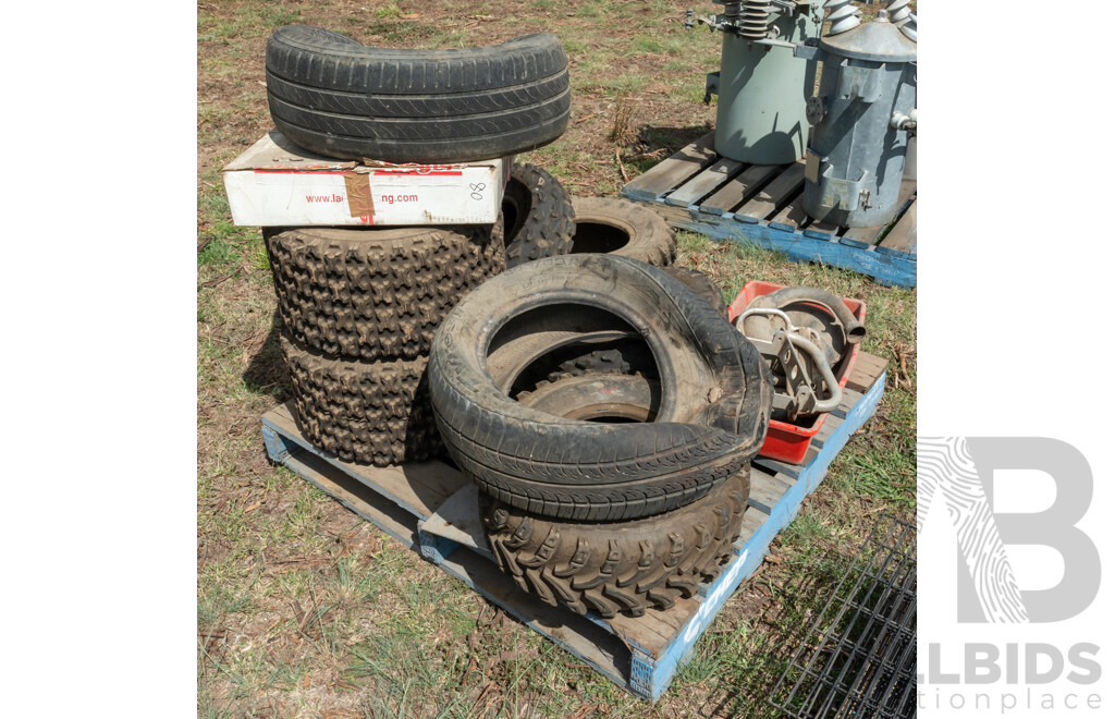 Pallet Containing Various Size Tyre's & Exhaust Fittings ETC