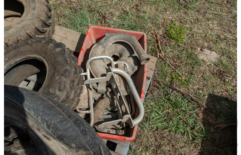 Pallet Containing Various Size Tyre's & Exhaust Fittings ETC
