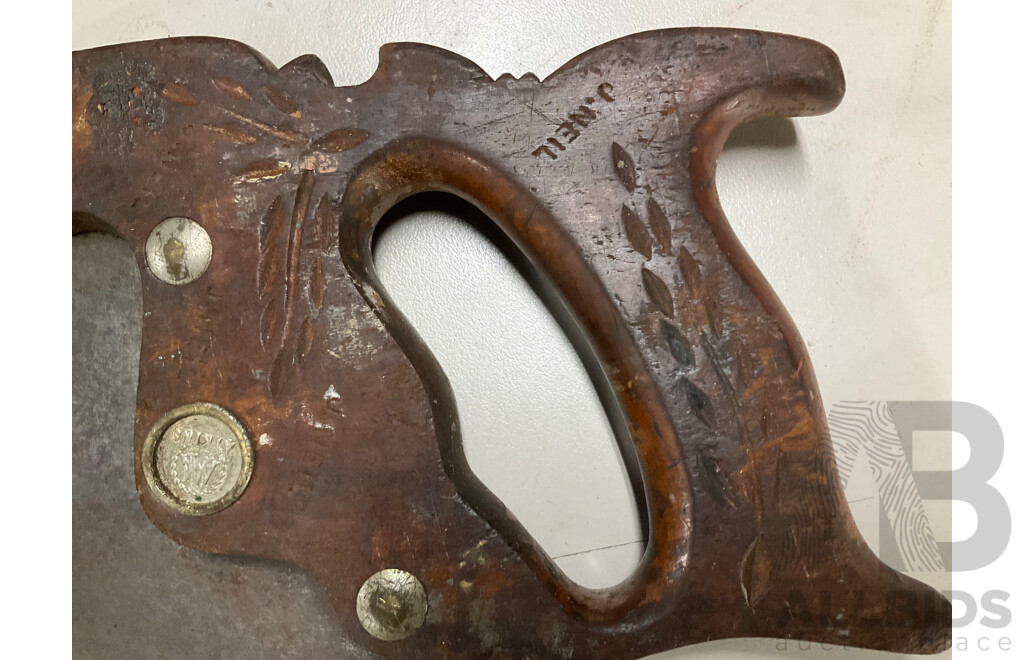 Three Vintage Hand Saws Including Atkins and Disston