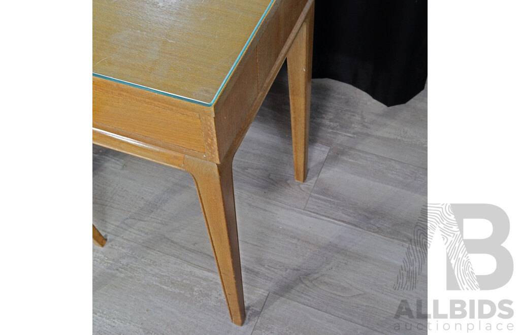 Silky Oak Seven Drawer Mirrored Back Dresser with Two Stools by Edward Hill