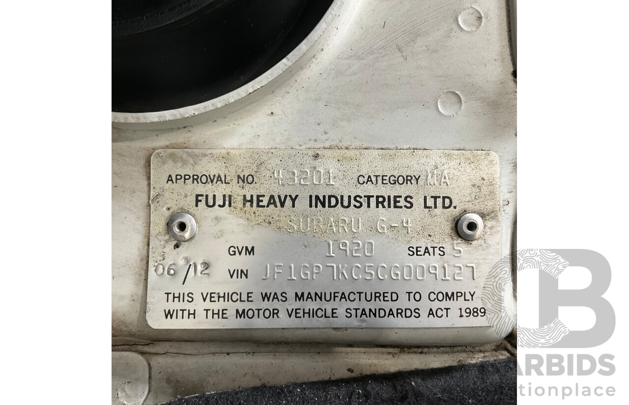 6/2012 Subaru Impreza 2.0i-S (AWD) MY12 5d Hatchback Satin White Pearl 2.0L