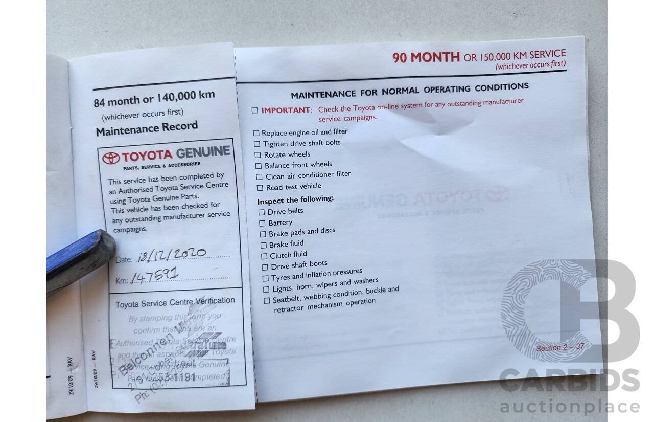 2/2010 Toyota Rav4 CV (4x4) ACA33R MY10 4d Wagon Black 2.4L