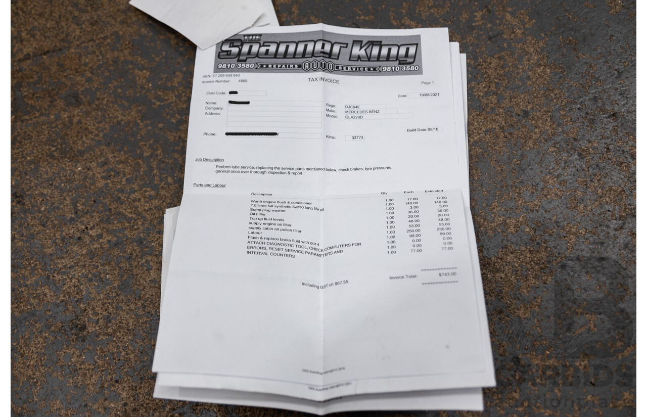 10/2016 Mercedes Benz GLA220d 4matic (AWD) X156 4d Wagon Polar Silver Metallic Turbo Diesel 2.1L