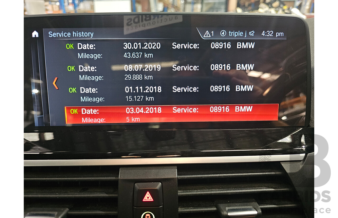 03/2018 BMW X3 xDrive 20d (4x4) G01 4d Wagon Glacier Silver Metallic Turbo Diesel 2.0L