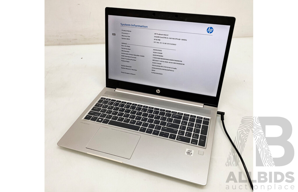 HP ProBook 450 G7 Intel Core I5 (10210U) 1.60GHz - 4.20GHz 4-Core CPU 15.6-Inch Laptop