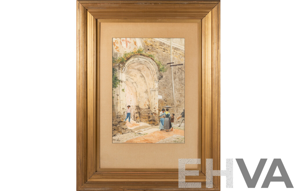 (Baron) Fritz Von Kleudgen, (19th C/Early 20th C, German,1846-1924), The Old Town Bordighera, Italy (1923/24), Watercolour, 73 x 55 cm (frame)