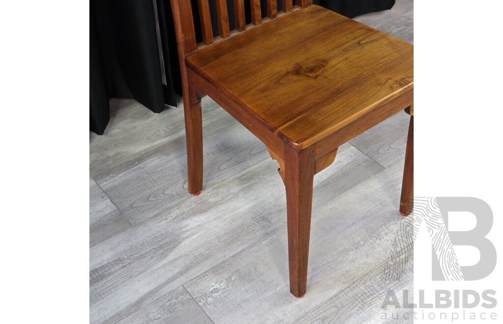 Set of Four Timber Dining Chairs with Fabric Slip Covers