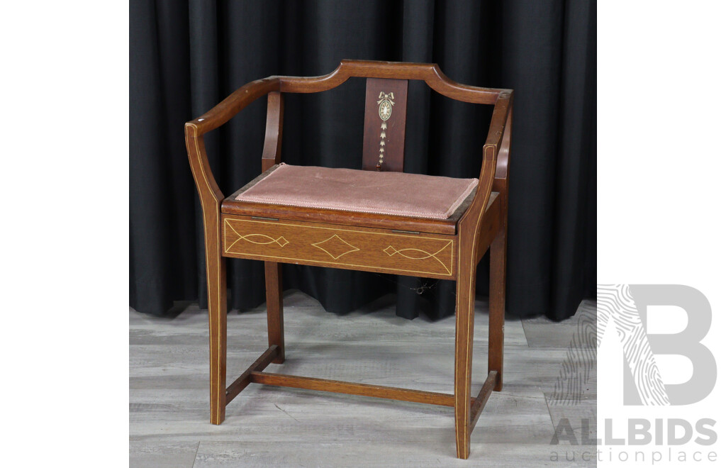 Late Edwardian Lift Top Piano Stool