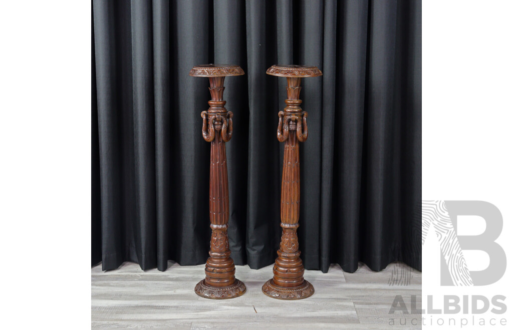Pair of Reproduction Mahogany Jardinière Stands