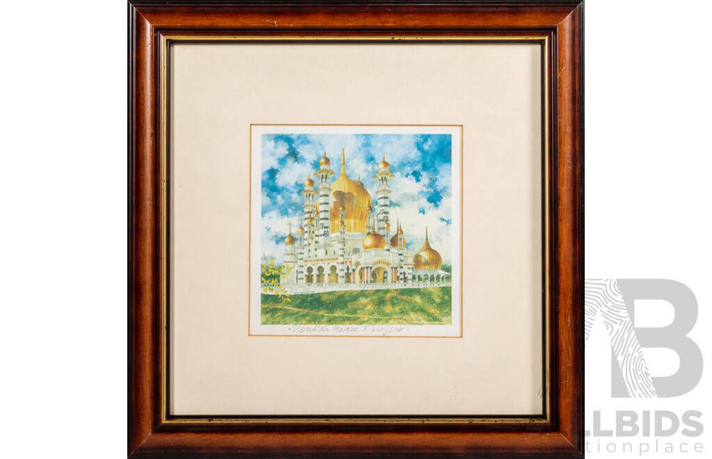Mohammed Zaki, (20th Century, Malaysian, 1963-), Malaysian Mosques, Pair of Quality Prints of Original Watercolours, 38 x 38 cm (largest frame) (2)