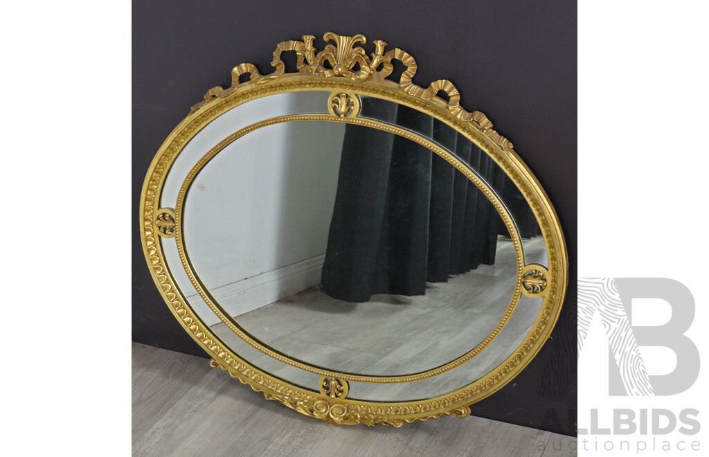 Vintage Gilt Framed Oval Mirror with Double Frame