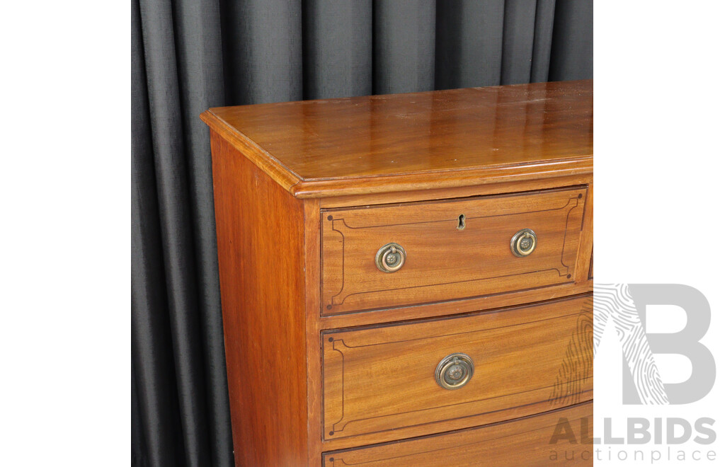 Fine Georgian Mahogany Six Drawer Bow Front Chest of Drawers