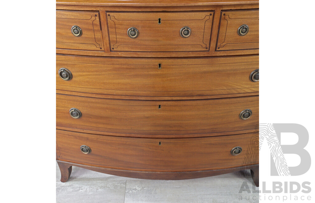 Fine Georgian Mahogany Six Drawer Bow Front Chest of Drawers