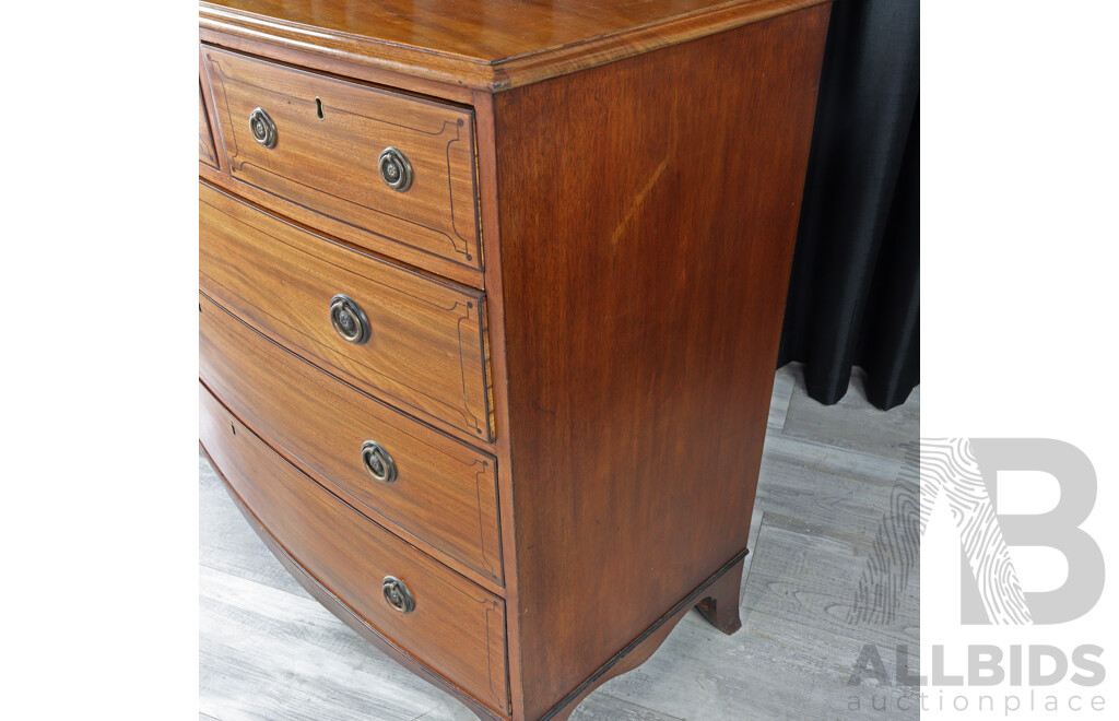 Fine Georgian Mahogany Six Drawer Bow Front Chest of Drawers