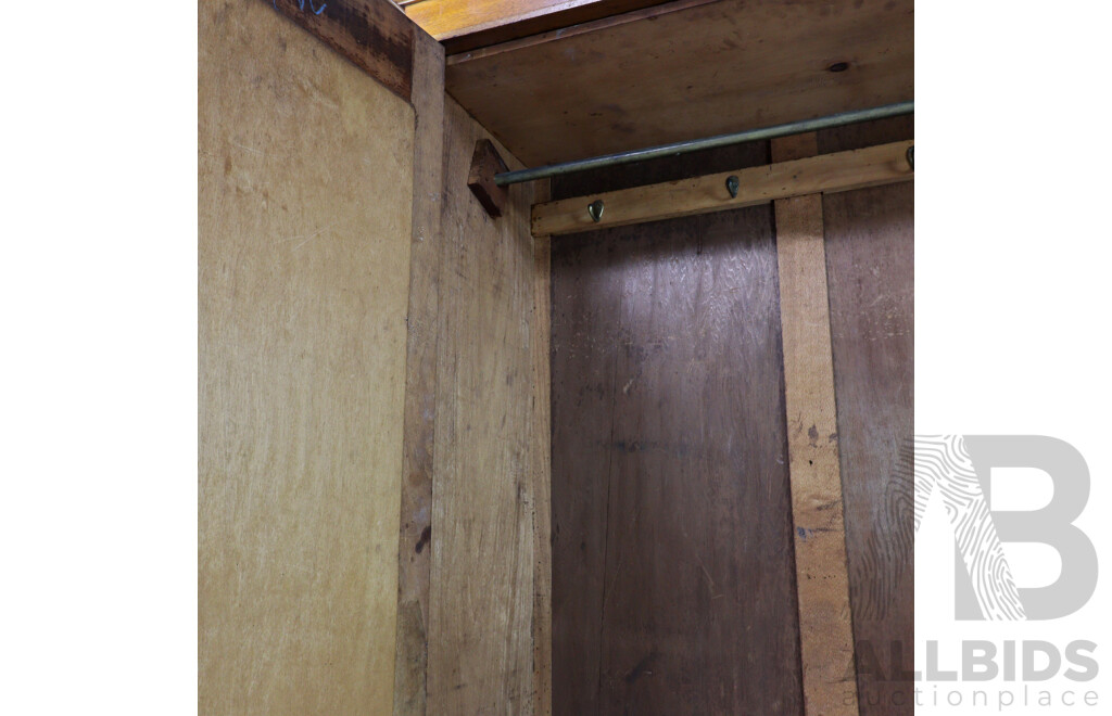 Large Antique Edwardian Cedar Double Door Wardrobe