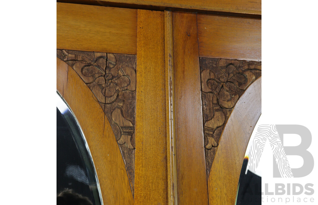 Large Antique Edwardian Cedar Double Door Wardrobe