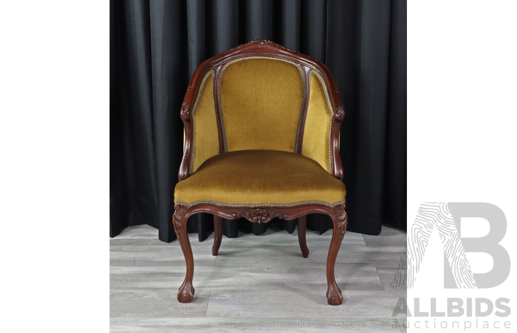 Mahogany Upholstered Victorian Tub Chair
