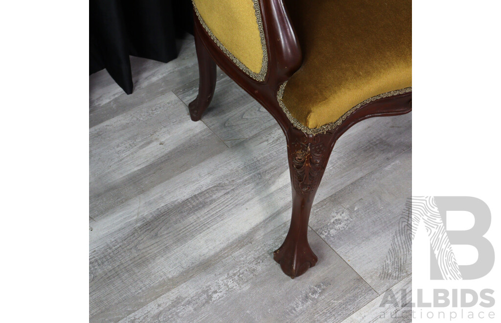 Mahogany Upholstered Victorian Tub Chair