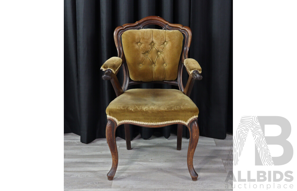 Mahogany Upholstered Victorian Armchair