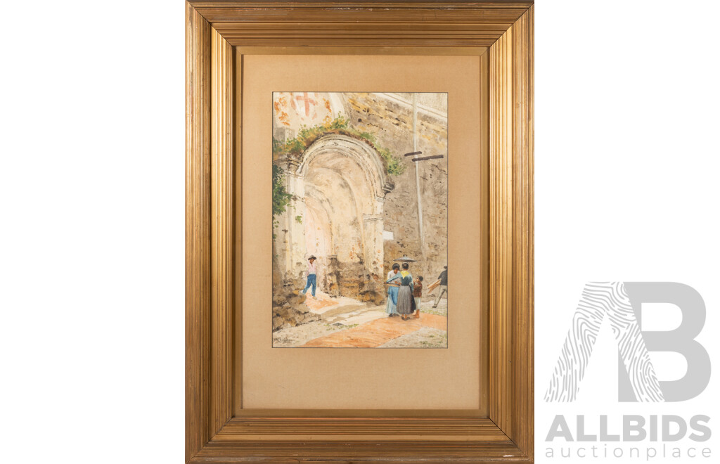 (Baron) Fritz Von Kleudgen, (19th C/Early 20th C, German,1846-1924), The Old Town Bordighera, Italy (1923/24), Watercolour, 73 x 55 cm (frame)