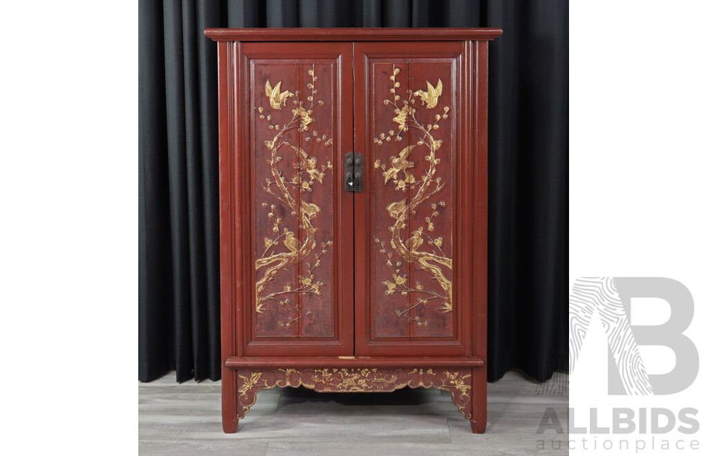 Chinese Elm Two Door Painted Robe