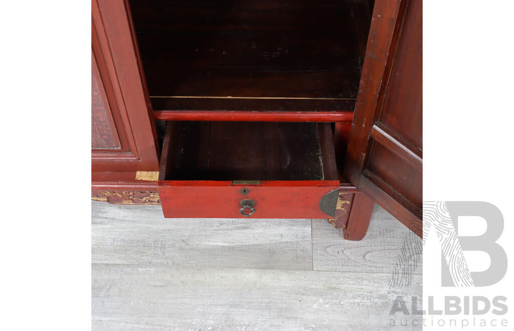 Chinese Elm Two Door Painted Robe