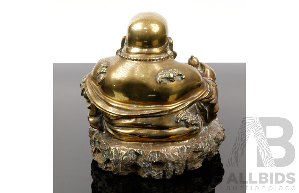 Vintage Asian Cast Brass Laughing Buddha Figure