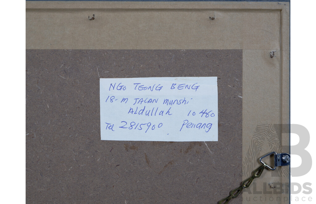 Ngo Teong Beng, (20th Century, Malaysian, 1950-), Rickshaws in the Rain, Watercolour, 42 x 34 cm (frame)