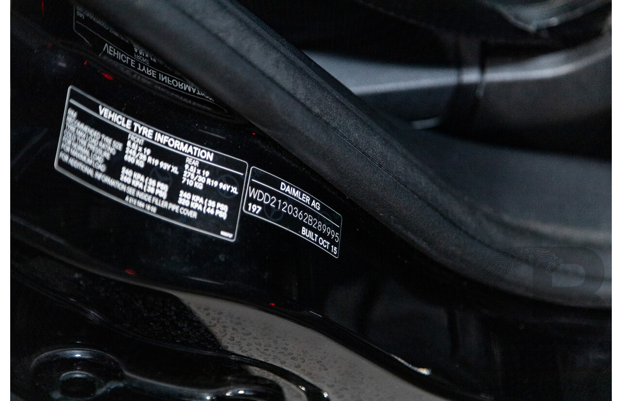 12/2015 Mercedes-Benz E250 W212 MY15 4D Sedan Obsidian Black Metallic Turbo 2.0L