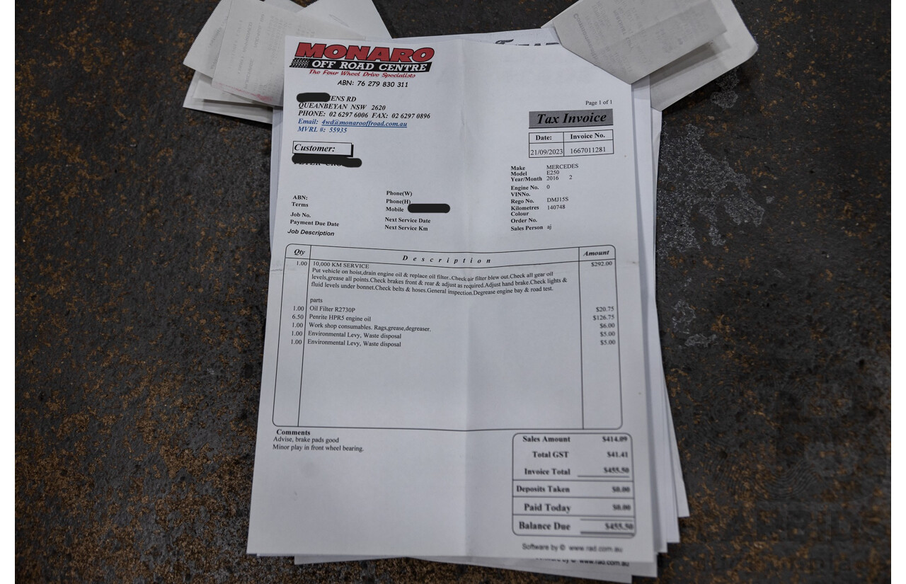 12/2015 Mercedes-Benz E250 W212 MY15 4D Sedan Obsidian Black Metallic Turbo 2.0L