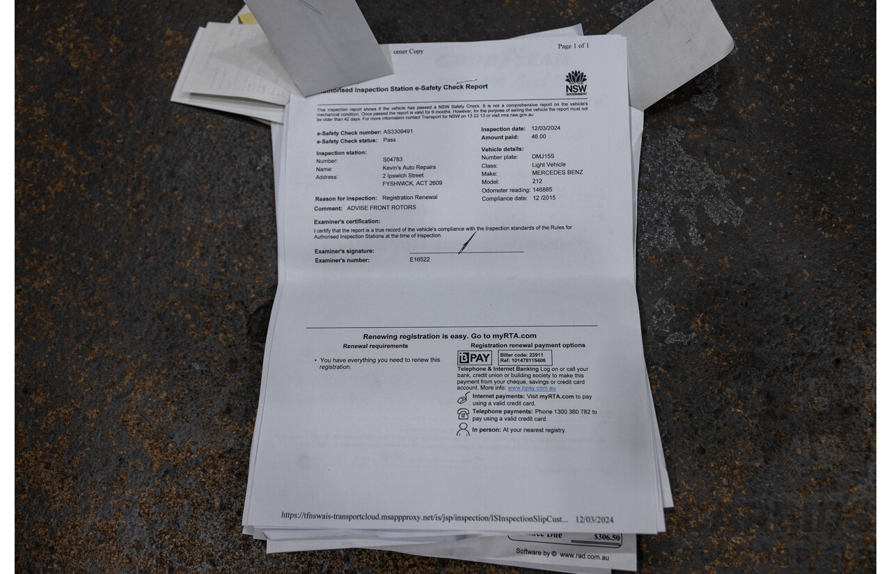 12/2015 Mercedes-Benz E250 W212 MY15 4D Sedan Obsidian Black Metallic Turbo 2.0L