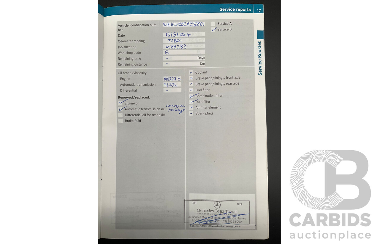 11/2009 Mercedes-Benz ML 300 CDI AMG Sports (4x4) W164 09 UPGRADE 4d Wagon Obsidian Black Metalic Turbo Diesel V6 3.0L