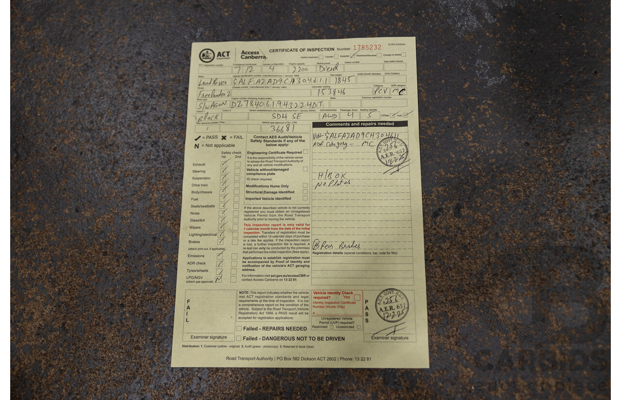 7/2012 Land Rover Freelander 2 SD4 SE (4x4) LF MY12 4d Wagon Black Turbo Diesel 2.2L