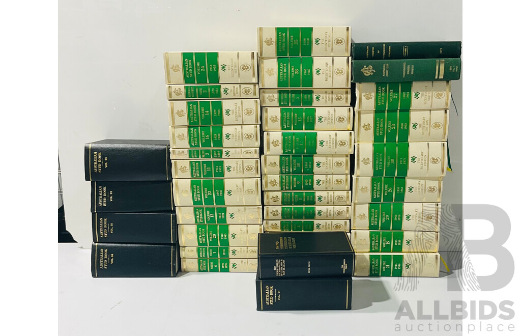 Australian Stud Book, Bicentenary Edition Volumes 1-30 and Australian Stud Book Volume 31- 35, All Hardcovers Published by the Australian Jockey Club & Victoria Racing Club
