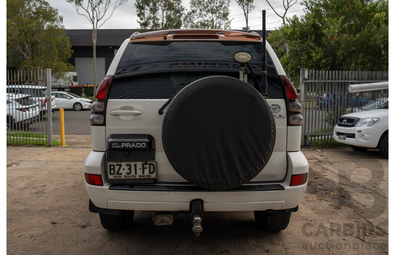 2/2007 Toyota Landcruiser Prado GXL (4x4) KDJ120R 07 Upgrade 4d Wagon Crystal Pearl Turbo Diesel 3.0L - 7 Seater