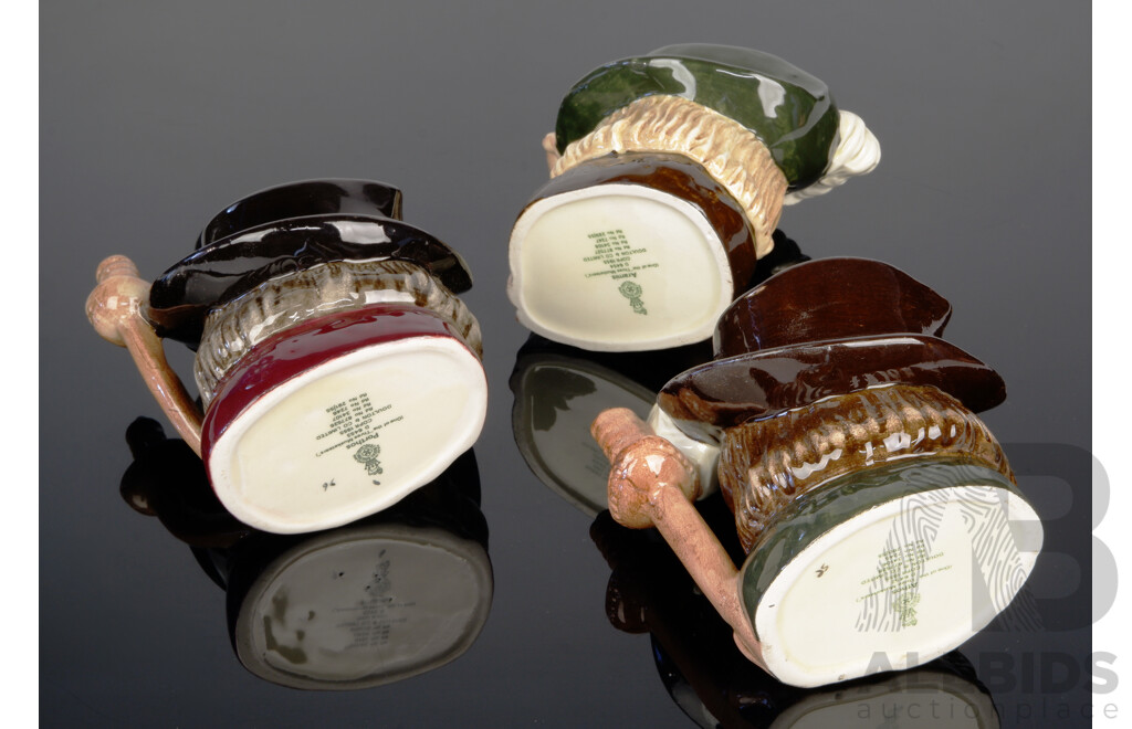 Collection Three Royal Doulton Porcelain Character Jugs of Three Musketeers Comprising Athos D6452, Aramis D 6454 & Porthos D 6453