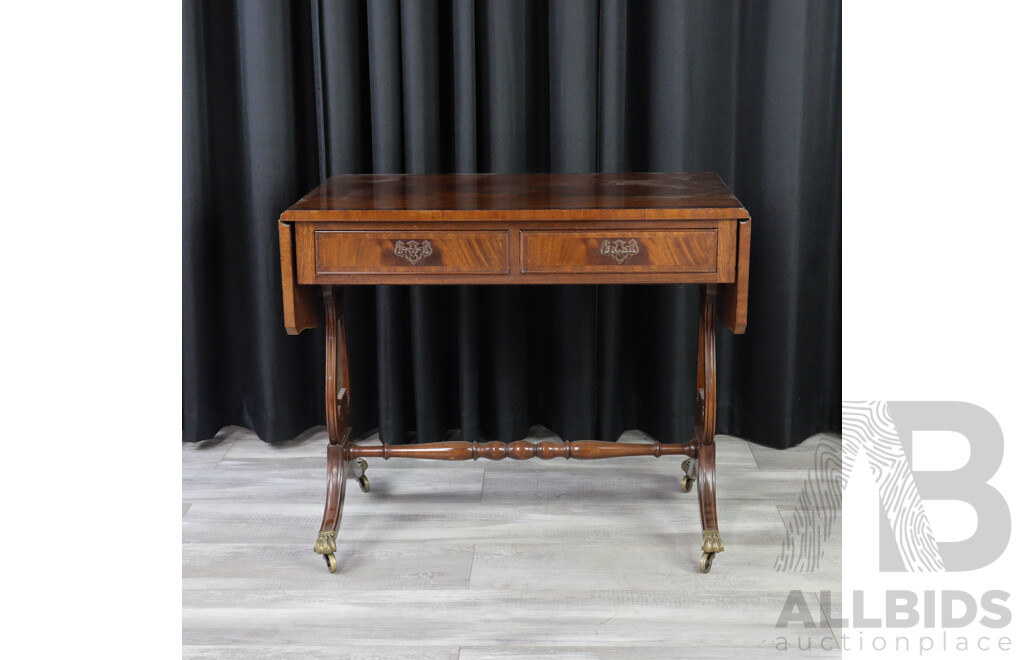 Reproduction Flame Mahogany Drop Side Sofa Table