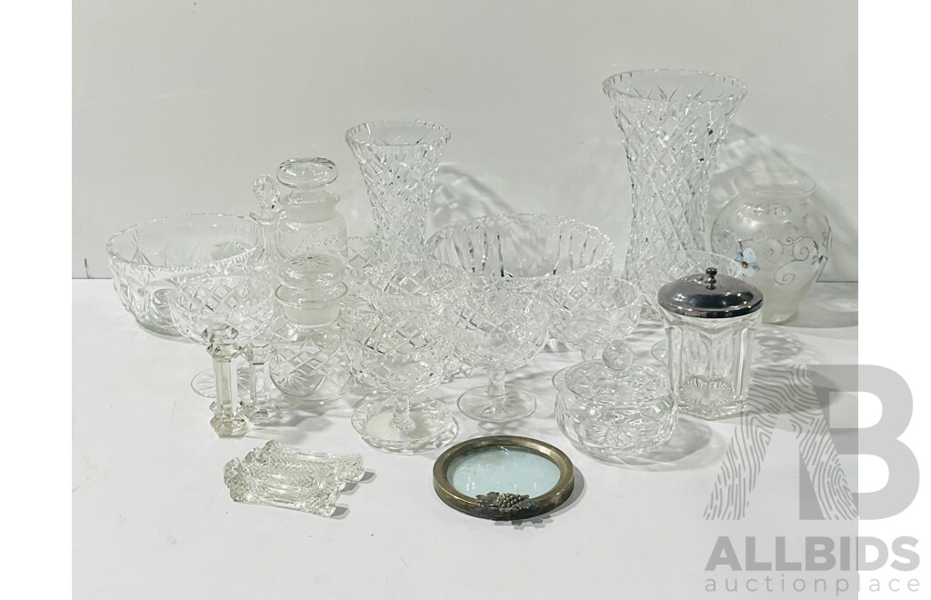 Collection Vintage Crystal Including Serving Bowls, Coupes, Vases and More