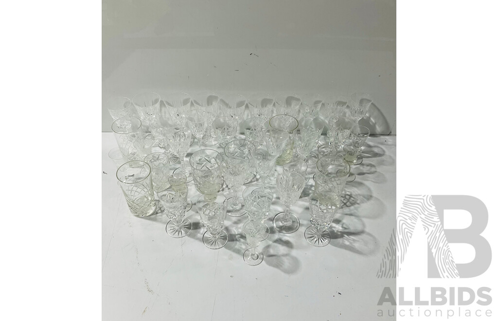 Large Collection Vintage Crystal Stemware