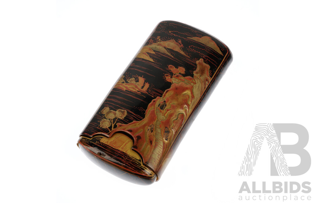 Antique Japanese Tortoise Shell Inro with Lacquer Decoration