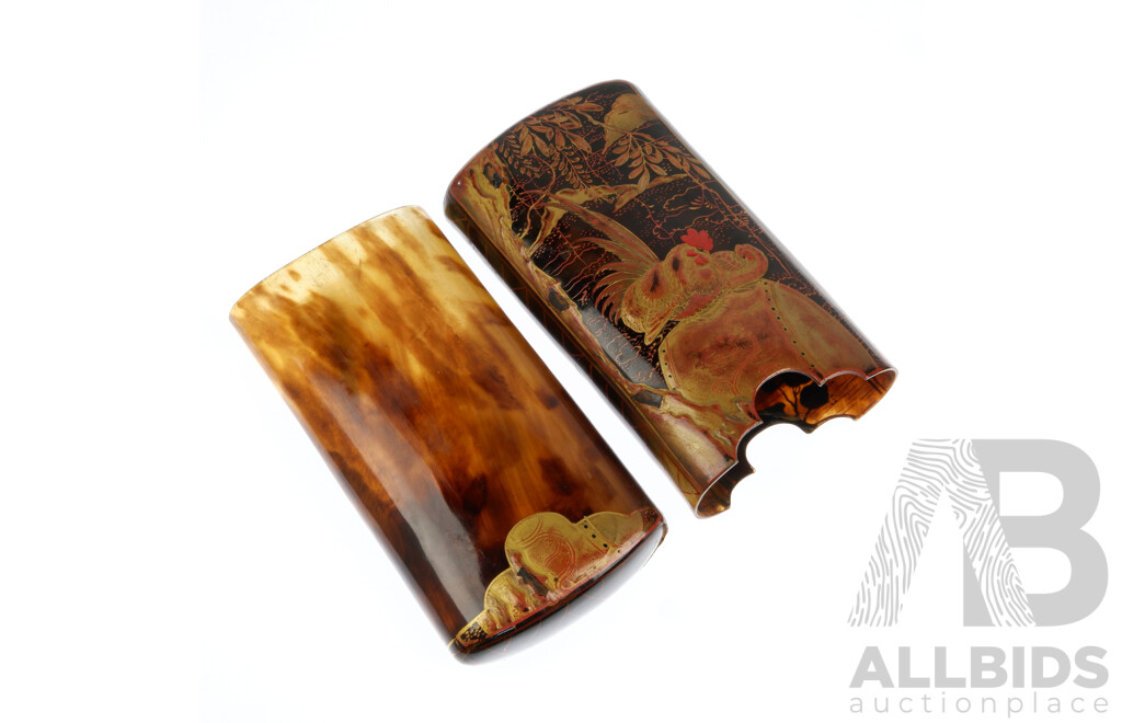 Antique Japanese Tortoise Shell Inro with Lacquer Decoration