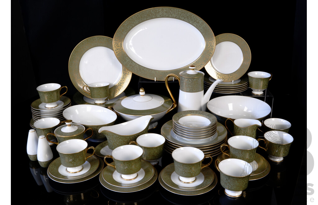 Large 64 Piece Porcelain Tea Service for Six  by Sango China in Versailles Pattern 3532, Includes 12 Cup and Saucer Duos