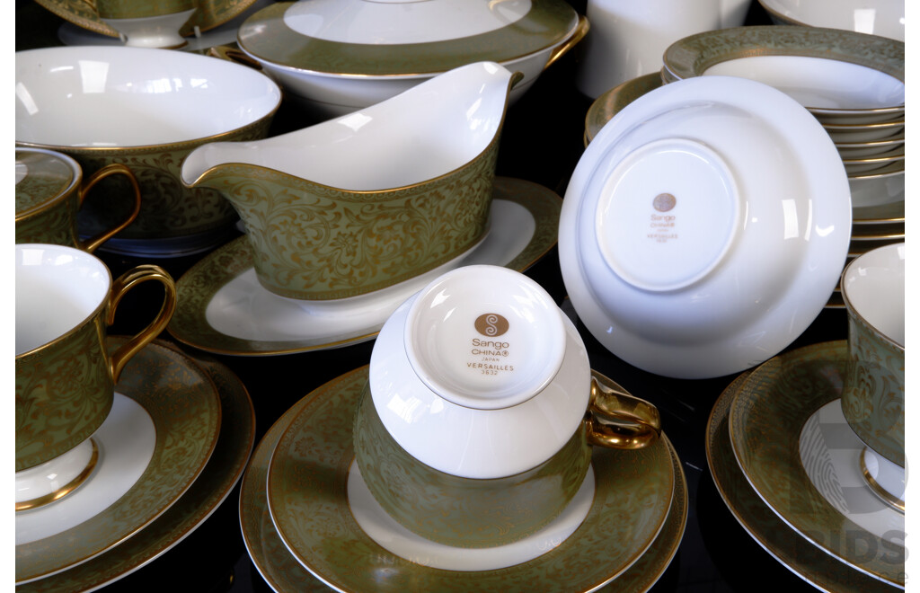 Large 64 Piece Porcelain Tea Service for Six  by Sango China in Versailles Pattern 3532, Includes 12 Cup and Saucer Duos